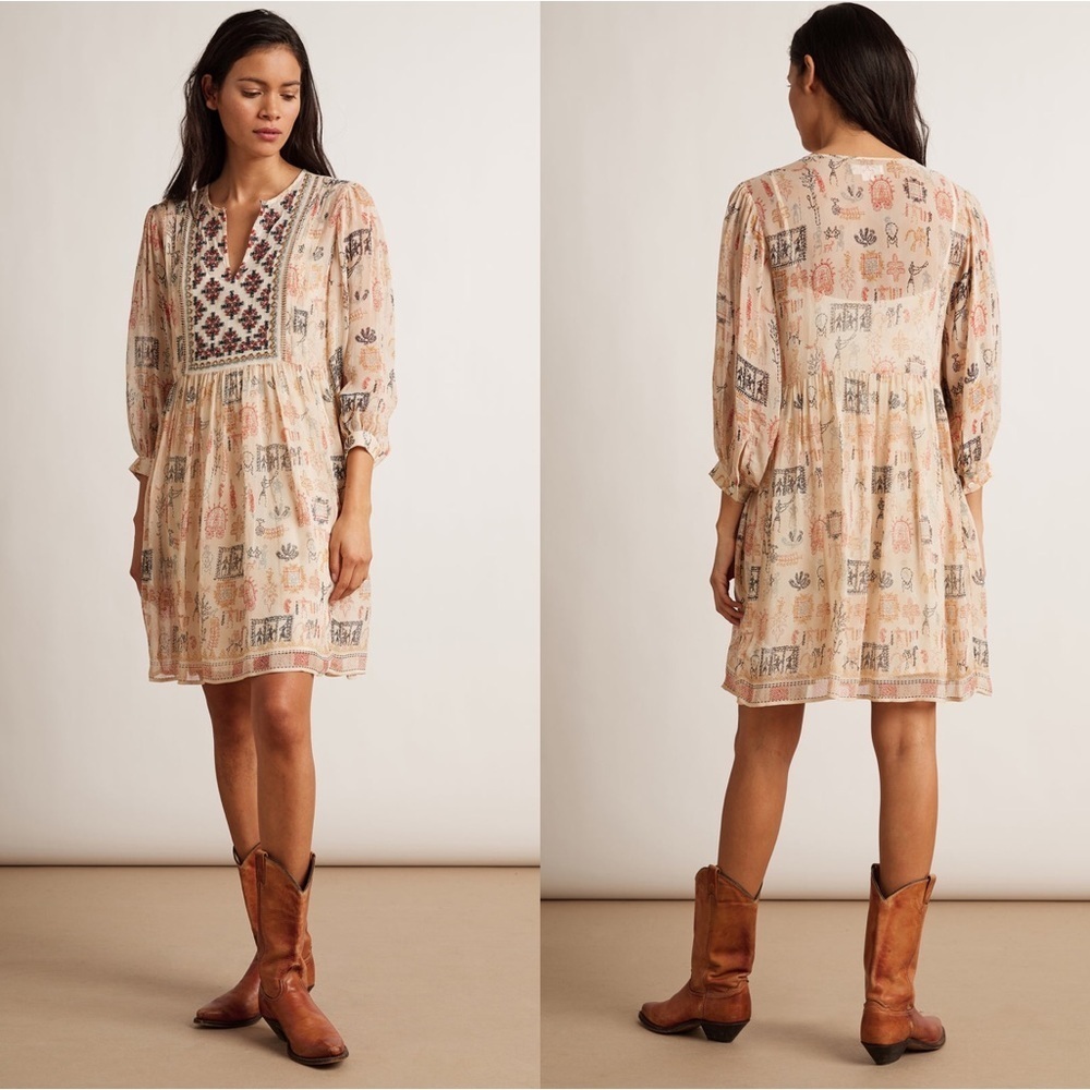 Velvet by Graham & Spencer Tawni Cleo embellished Western Boho Tan Dress Xsmall